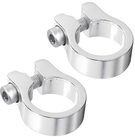 2 Stücke Sattelklemme Fahrrad, Sattelstützenklemme aus Aluminiumlegierung Fahrradsattelstützenklemme für Rennrad Fahrrad Faltrad Mountainbike Sattelstützenklemmhalterung in （31,8 mm）, Silber