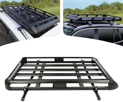 140CM Aluminium Auto-Dachträger Korb Fracht Gepäck Träger Einstellbare, Maximale Gewichtskapazität 150kg, Für SUV-Modelle mit Eingebauten Gepäckträgern