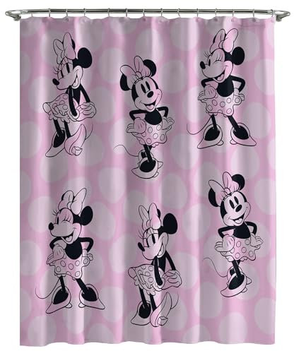 Disney Minnie Mouse - Cortina de ducha (178 x 182 cm), color rosa