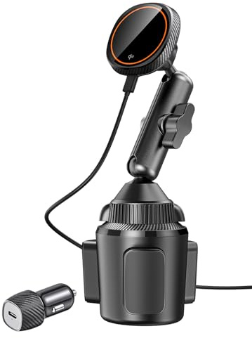 EXELIQ Für Qi2 15W Magsafe Autohalterung Ladegerät, Handyhalterung Auto Becherhalter Kabelloses Autoladegerät Wärmeableitungssystem, Schnellladung Magnetische Handyhalterung für iPhone 16 15 14 13 12