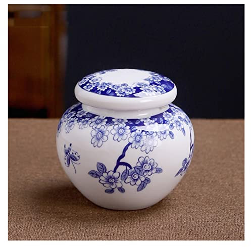 Tarros de té de almacenamiento con tapa hermética, recipientes de té de cerámica, bote de té, tarro de almacenamiento de cerámica azul y blanco, caja de té for el hogar for servir café molido, té, hie