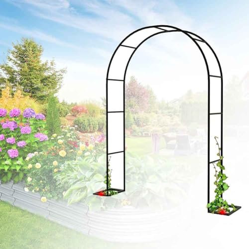 Extra breiter 350 cm großer Gartentorbogen für Rosen, Kletterpflanzen, Stütze, schwarzes Pergola-Spalier mit extra hoher 2,3 m Höhe, Hochzeitslaube für Weinreben, Outdoor-Gartendekoration