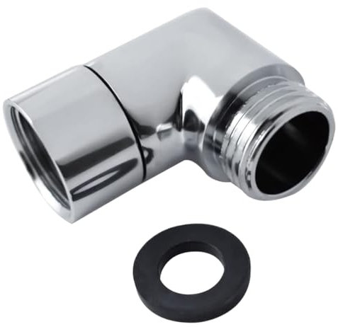 G1/2 - Adattatore a gomito per doccia a 90°, per doccia a parete, raccordo universale per tubo flessibile, finitura argento durevole