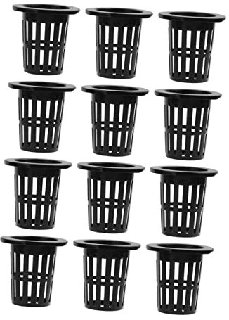 YARNOW 50 Pezzi Cestini Idroponici in Plastica per Giardino, Tazze in Rete da Coltivazione Fuori Terra, Cestini per Piante Idroponiche Neri 70 Mm per Balconi e Vivai