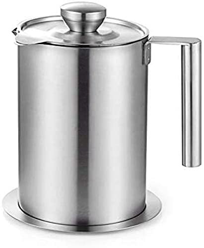 YXUANYZNB Bandeja de goteo de aceite usada para tocino con tamiz grande, tazas, colador de freír de acero inoxidable para cocina, 1,8 L