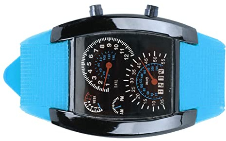 Jonlaki Orologio da Polso Digitale da Cruscotto da Corsa a LED con Cinturino in Acciaio Inossidabile - Alla Moda per (Cintura azzurra)