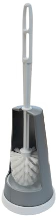 Amig - Portaspazzolone WC a campana - Ø13 x 40 cm - Nylon e PVC - Colore grigio e bianco - Spazzolone per WC moderno e durevole - Stile minimalista con finitura curata