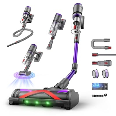 Circlio Aspiradora Sin Cable 58kPa/600W/75Min, Escoba Aspiradora sin Cable con Brazo Flexible, Manguera de 1m, Aspiradora Antiácaros para Colchones, Ideal para Suelos, Alfombras y Pelo de Mascotas