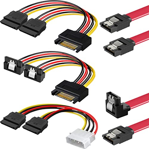 HAAMNING7 SATA Cable DATA Power Splitter SSD HDD Cable, Molex 4 pines a 2x SATA 15 pines Cable de alimentación, SATA Y Splitter, 5 piezas Kit de cable de disco duro