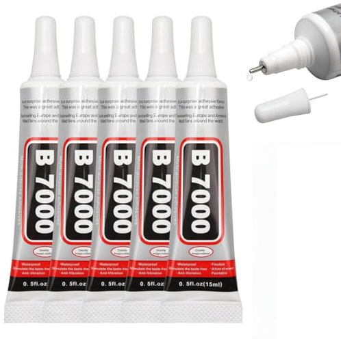 5 PCS B7000 Glue Clear with Precision Tip,Rhinestone Glue,Multi Purpose Glue Clear Adhesive,Jewellery Glue for Crafts,Rhinestones,Fabric,Leather,Wood,Glass,Meta,DIY Repair,Phone Decoration,15ml