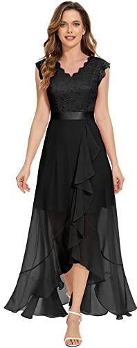 AOCZZ Vestidos de noche elegantes para mujer, vestidos de dama de honor Vokuhila, cuello en V, vestidos de encaje