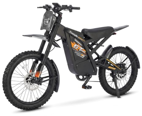 OUXI 2000 Offroad E-Bike Dirtbike Elektrofahrrad, 150Nm Drehmoment, 48V 30Ah Akku, 25 Zoll Reifen, Hydraulische Scheibenbremsen, Vollfederung, mit Blinker, E-Motocross (Orange)