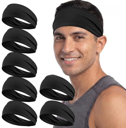 Haarband für Herren, Stirnband Elastisch Schweißband rutschfest Sport Haarbänder für Fitnessstudio Fußball Yoga