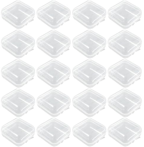 AddLotLot 20 PCS Mini Clear Plastic Boxs Square Storage Containers Plastic Bead Storage Container Earplug Case Organizer Portable Square Storage Box for Small Items Beads Jewelry Crafts