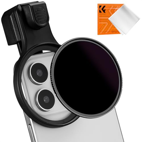 K&F CONCEPT 58mm Adaptador de Filtro de Lente de Teléfono con Filtro ND100000, Compatible con iPhone 17/16/15/14/13/12, 16/15/14/13/12 Pro