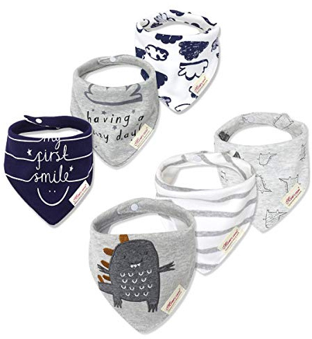 Casa Lot de 6 Bavoirs Bébé Bandana Bavoir avec Boucle Réglable Unisexe Triangulaire Bavettes Bandanas pour bébé Garçons et Filles 0-36 mois