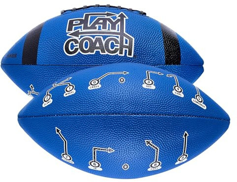 PlayCoach Youth Football in Junior & Peewee Sizes with 10 Basic Passing Routes for Kids 6 to 12 - Endorsed by Drew Brees, Beach Football, Kids Football, Leather Peewee Size