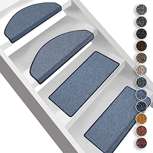 casa pura London Stair Mats and Stair Carpet for Indoor Use - Stairs in Set of 15 or Individually - Light Blue