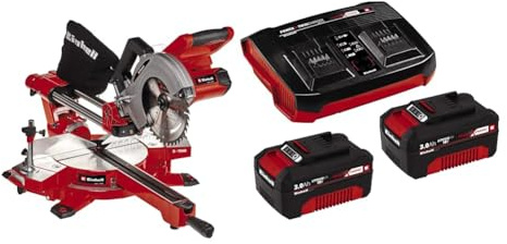 Einhell Akku-Zug-Kapp-Gehrungssäge TE-SM 36/210 Li Power X-Change (36 V, Li-Ion, leichtgängige Zugfunktion, Schnittlinien-Laser, inkl. 2x 3 Ah Akku und Ladegerät)