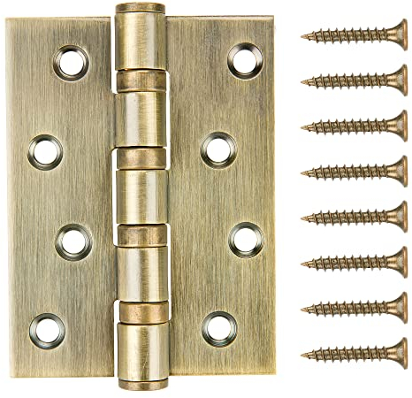 WELLOCKS Door Hinge 100×75 mm 3 Pack Stainless Steel 304 3mm Thick Ball Bearing Door Hinges Quiet and Smooth Antique Brass Perfect for Heavy Door (D041)