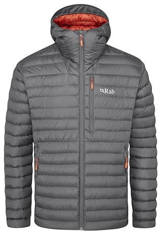 Rab Men's Microlight Alpine Jacket - Lightweight Down Coat for Trekking, Climbing, & Skiing - Graphene - X-Large