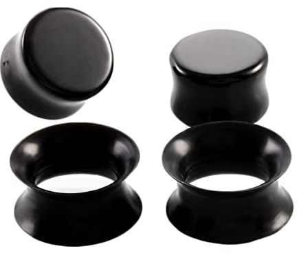 Lieson Tunnel Ohr Expander Set, 4 Stück Silikon Flesh Tunnel Schwarz Stein Und Creolen 12mm Ohr Plug Schwarz