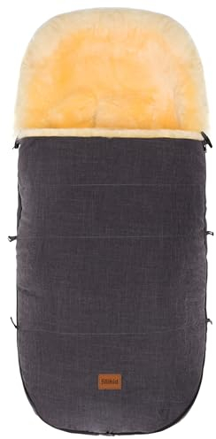 Fillikid Lammfellfußsack Makalu Exklusiv | Winterfußsack aus medizinischem Fell | Warmer Fussack für Tragetasche, Babyschale & Kinderwagen | Kinderwagenfußsack 50 x 90 cm passend für Bugaboo, Joolz