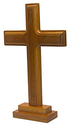 JISADER Cruz de Madera Cruz de Jerusalén Doble Cara con Soporte