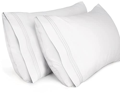 Lirex 2-Pack Fundas de Almohada 1800 hilos, Fundas de Almohada de Microfibra Suave Cepillada, Transpirables sin Arrugas y Lavables a Máquina (40x80 cm, Blanco)