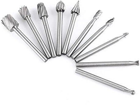 OITTo Burr Rotary File Wood Bit Carbide Carving Set Drill Grinding Cutter Tools Bits 10pcs 1/8 Inch for Die Grinder Meta Carving Engraving Polishing