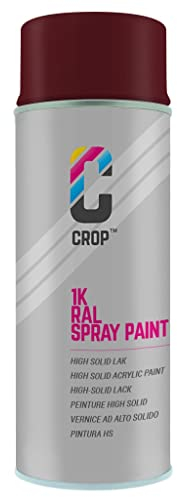 CROP Lackspray RAL 3005 Weinrot - Hohe Deckkraft, SCHNELLE TROCKNUNG, 100% inaltérable - Auto, Motorrad & Heimwerken - Hochglanz - 400 ml
