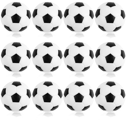 12 Stück Kickerball, Tischkicker Bälle, Tischfussball Bälle Ersatzbälle für Erwachsene und Kinder Fußball Tisch Spiel (32mm, Schwarz Weiß)