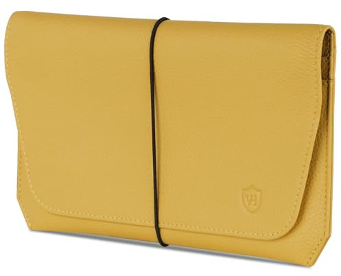 VON HEESEN Leder Reisepasshülle mit RFID-Schutz - Passport-Hülle aus echtem Leder - Reisepass-Organizer für stilbewusste Damen & Herren in Gelb