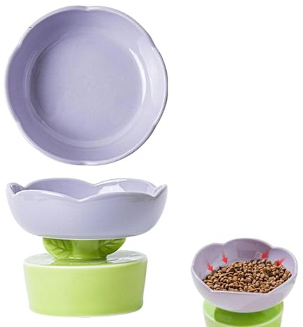 Ciotole Per Gatti Rialzate, Piatto in Ceramica a Forma di Fiore Carino Piatto Per Cibo Per Gatti Per Gatti al Coperto Protezione Per collo E Colonna Vertebrale di Grande Capacità Ciotola (#2)
