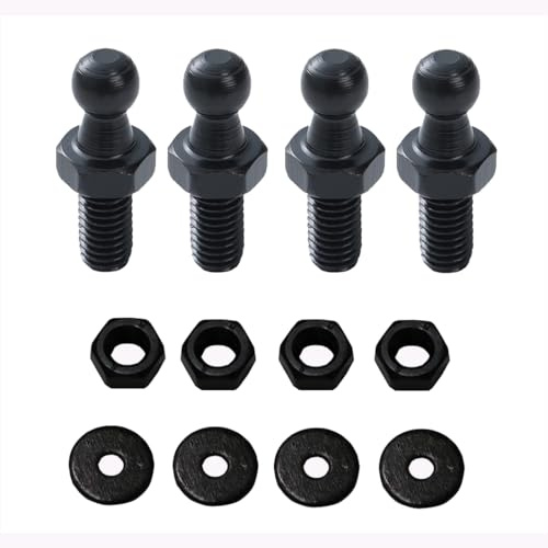 TOOMYAUTO 10 mm Kugelbolzen, M8 Kugelschrauben, 8 mm Innengewinde x 1,27 cm langer Schaft für Gasdruckfedern, Stützstrebenbefestigung mit Hardware, 4 Stück (schwarz)