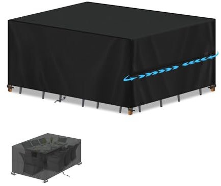 SIMPHAUS Housse Salon de Jardin Exterieur Impermeable Housse de Protection de Table Extérieur 420D Oxford Tissu Housse pour Meuble de Jardin Protection Canape Jardin Anti-UV au Vent 180x120x75cm