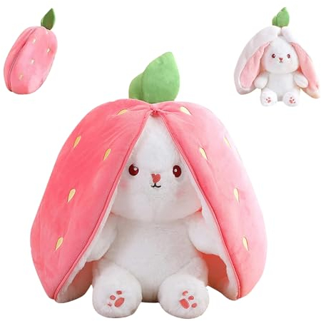 ZEACCT 1 Jouet en Peluche Lapin Câlin, Peluche Lapin de Pâques, Jouet en Peluche Lapin Mignon, Jouets Créatifs Lapin Kawaii, Lapin en Peluche, pour Filles Garçons Cadeaux de Fête des Enfants (Rose)