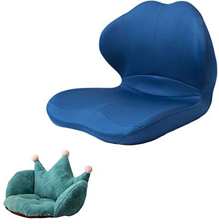 KANBUN Taillenschutz Und Anti-Buckelkissen, Blütenblattförmige Korrektur Der Sitzhaltung Zur Linderung Von Müdigkeit, Ergonomisches Sitzkissen, Stuhlkissen,Blau