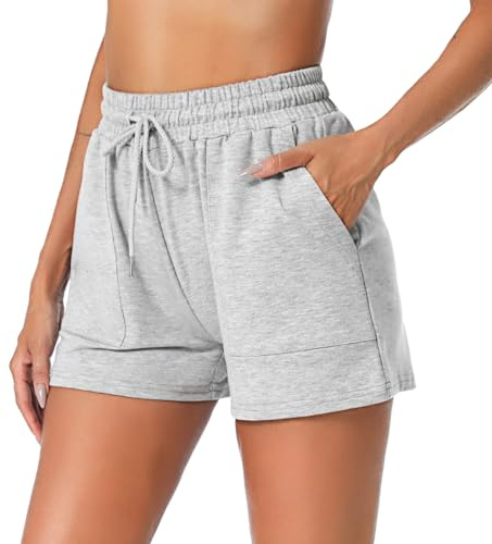 Irdcomps Pantalón Deportivo Mujer Verano Shorts Deporte Jogging Fitness Corto para Correr Algodón Pantalones Sudor Ciclismo Salón Cintura Alta con Bolsillos