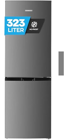 Heinrich´s Kühlgefrierkombination 323L, Kühlvolumen 219L, Gefriervolumen104L, LED Beleuchtung, Türanschlag wechselbar, leise 39 dB, große Tiefkühlboxen, 7 Temperaturstufen, Inox, effizient