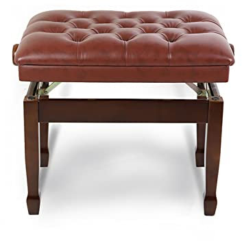 IUokLU Klavierhocker aus Kunstleder höhenverstellbar 10 cm Stabiler Solohocker mit Massivholzrahmen 60 x 40 x 50–60 cm geeignet zum Üben von Musik (Walnuss)，Nussbaum