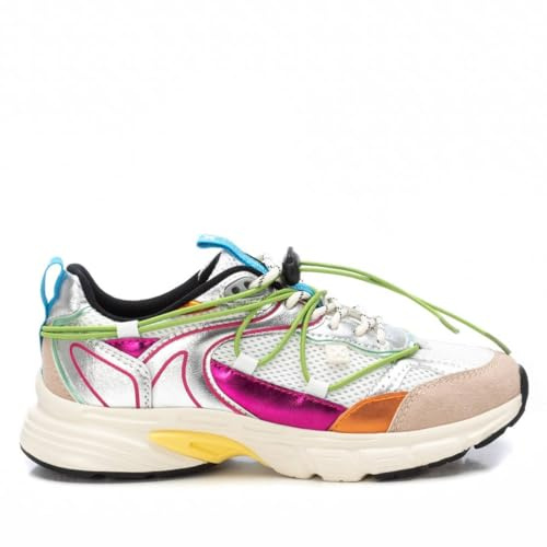 XTI - Zapatilla Mujer Plata - Calzado Cómodo y Versátil - Moda Casual - Modelo 14405201 (Talla 37)