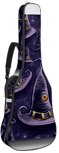 Bassgitarrentasche mit Kunst Halloween Hexenhut 61, Akustikgitarrentasche 101,6 cm E-Gitarrenkoffer, wasserdichte Oxford E-Gitarre Gigbag für akustische klassische Gitarre, Ukulele, Kunst Halloween