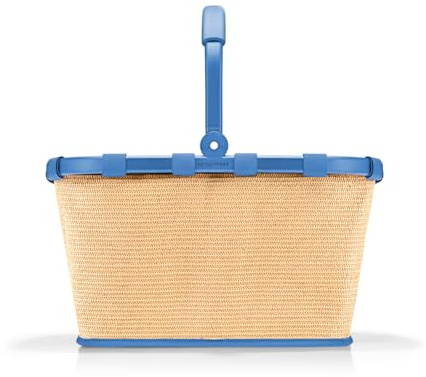 reisenthel carrybag – stabil shoppingkorg med gott om lagringsutrymme och praktisk innerficka – elegant och vattenavvisande design, Ram raffia blå, Shoppingkorg