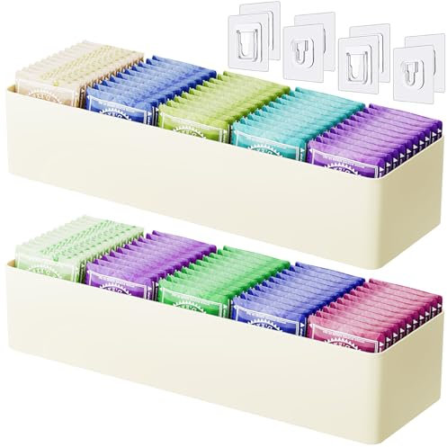 NiHome Organizer per bustine di tè con 5 scomparti regolabili per bustine di tè, bustine di zucchero, creme, piccoli oggetti, scatola compatta personalizzabile, può contenere fino a 40 pacchetti per