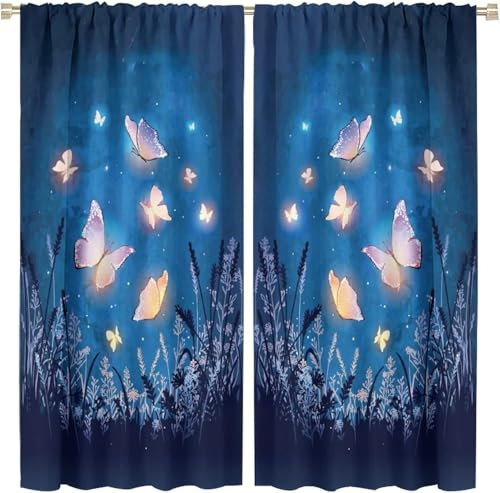 Vorhang, Kinderzimmer, 3D Blumentier Schmetterling 140X160 cm (B + H) Kindervorhänge Mit Ösen, Polyestervorhänge, Wärmeschutzvorhang, Blickdichter Vorhang Mit Ösen, Kindervorhänge Für Wohnz-246215032