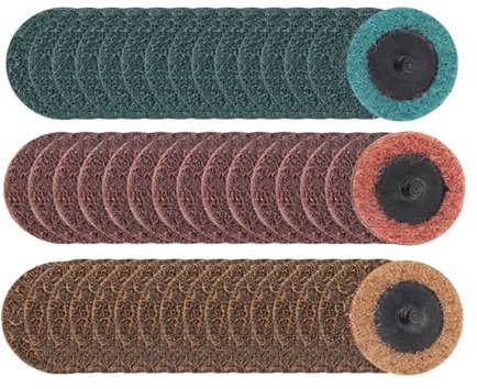 OAJABBGE Lot de 36 disques abrasifs à changement rapide de 5,8 cm avec support 1/4 pour ponceuse à tige - Traitement de surface - Élimination de la peinture
