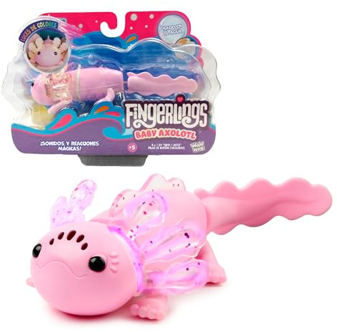 Bizak Fingerlings Axolot Interactivo, Ajolote Rosa Que Nada de Verdad, con más de 50 Sonidos y reacciones, Sabe Cuando está en tu Mano y adivina tu Estado de ánimo (61853142)