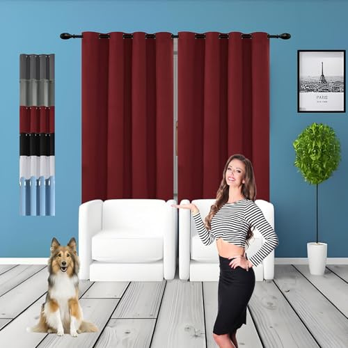 Tende Insonorizzate 90 x 210 cm Resistente Al Freddo Tende con Occhielli Antivento Adatto per La Cucina, Rosso