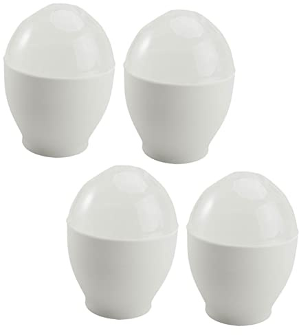 Cabilock Taza Blanco Cocinar 4 Piezas Pp para Huevos para Microondas | Lekue Huevos Microondas, Horno Seguro y Apto para Microondas, Preparación Rápida de Desayuno